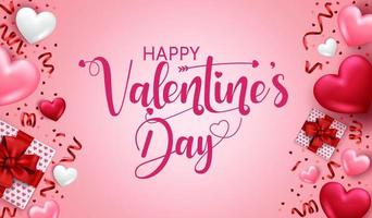 Valentines day vector banner template. Happy valentine's day in empty space for messages with valentine's decoration element for greeting card design. Vector illustration