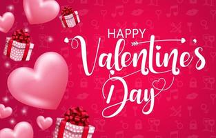 Valentine's day vector banner template. Happy valentine's day text in empty space for love messages with heart and gift falling element for greeting card design. Vector illustration