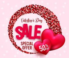 Valentine's vector banner template. Happy valentine's day text in empty space for love messages with heart balloons for valentine's day greeting card design. Vector illustration