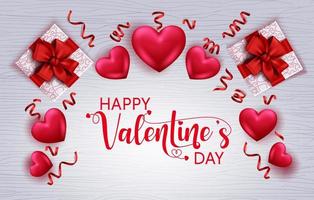 Valetines vector background template. Happy valentine's day text with empty space for messages with heart and gift valentine element for greeting card design. Vector illustration