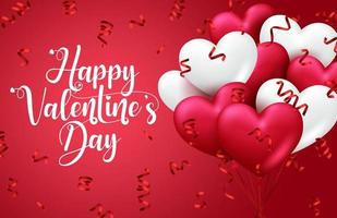 Valentine's vector banner template. Happy valentine's day text in empty space for love messages with heart balloons for valentine's day greeting card design. Vector illustration