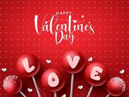 Valentine's vector banner background. Happy valentine's day text with red popsicle love element for sweet and romantic valentine greeting card celebration. Vector illustration