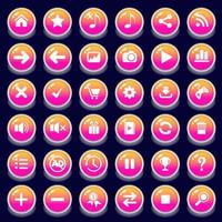 GUI buttons icons set for game interfaces color pink. vector