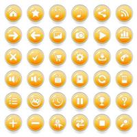 GUI buttons icons set for game interfaces color yellow. vector