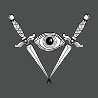 sword eye,hand drawn illustrations. for the design of clothes, jackets, posters, stickers, souvenirs etc vector
