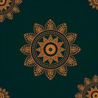 Fondo de mandala con color verde oscuro detrás. vector