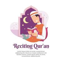 read the Quran in the month of Ramadan vector