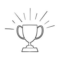 Doodle icono de copa de trofeo ganador. símbolo de silueta de competición deportiva vector