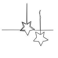 continuous line star with handdrawn doodle style vector