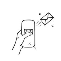 hand drawn doodle sending mail concept icon illustration vector