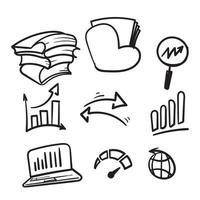 hand drawn Simple Set of Data Analysis Related Vector Line Icons in doodle