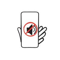 hand drawn doodle phone call prohibit sound call illustration vector