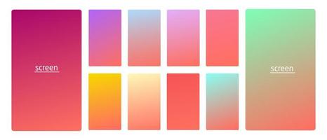 Vibrant and soft pastel gradient smooth color background set for devices, pc and modern smartphone screen soft pastel color backgrounds vector ux and ui design illustration.