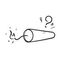 hand drawn doodle bomb explosive with question mark symbol for risk management illustration vector