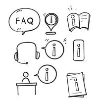 hand drawn Simple Set of Info and Help Desk Related Vector Line Icons isolated