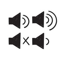 hand drawn speaker icon symbol for increases and reduces the sound doodle style vector