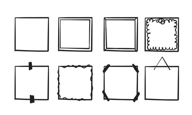 doodle frame collection handdrawn line style vector