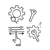 hand drawn doodle Simple Set of Setup and Settings Related Vector Line Icons isolated