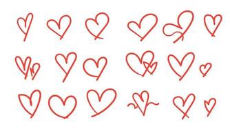 doodle heart illustration vector red color style