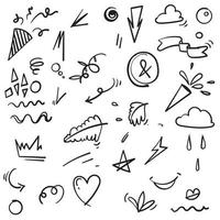 Abstract arrows, ribbons and other elements in hand drawn style for concept design with Doodle illustration handdrawn style vector