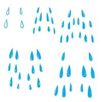 Tears drops. Sorrow weeping cry streams, tear blob or sweat drop. Stream of crying wet eyes tears or rain droplets splash shape. Raindrops isolated with handdrawn doodle style