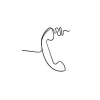 Telephone icon design template with doodle continuous line style vector