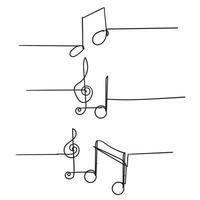 single line music note illustration vector handdrawn style