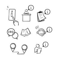 hand drawn Simple Set of Info and Help Desk Related Vector Line Icons isolated