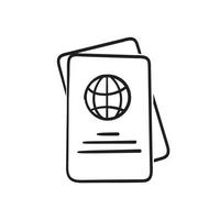 hand drawn doodle passport icon illustration isolated vector