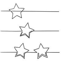 continuous line star with handdrawn doodle style vector