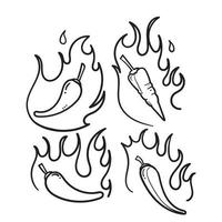 hand drawn doodle hot chili peppers illustration vector isolated
