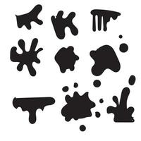 Hand drawn set of paint splatter and blob splash with different shapes vector