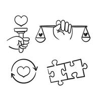 hand drawn doodle Icons Related to Harmony Relationships isolated background vector