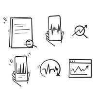 hand drawn doodle Simple Set of Data Analysis Related Vector Line Icons isolated