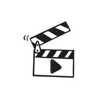 hand drawn doodle clapboard with play button illustration vector