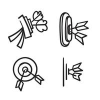 Dibujado a mano doodle icono de colección de flecha y diana aislado vector