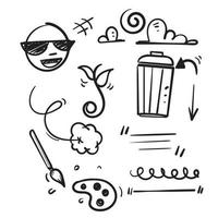 hand drawn doodle element collection object illustration vector isolated