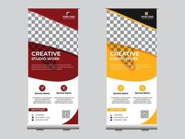 Abstract roll up display standee banner in dark and light shade vector