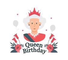 el cumpleaños de la reina. la corona de la reina como símbolo del reino vector
