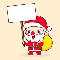 Cute santa claus chibi cartoon character. hand drawn style illustration isolated background vector