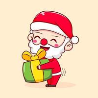 Cute santa claus chibi cartoon character. hand drawn style illustration isolated background vector