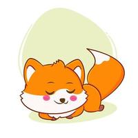 Cute fox sleeping cartoon character isolated hand drawn style vector