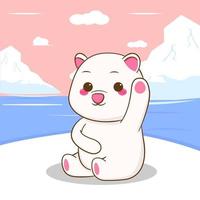 lindo personaje animal de dibujos animados de oso polar vector