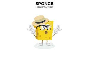 Cartoon sponge mascot, vector illustration of a cute sponge character mascot