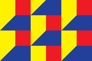 Primary colors background, blue, red, and yellow with geometric shape. Vector illustration.