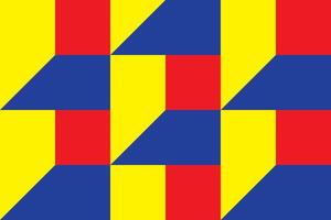 Primary colors background, blue, red, and yellow with geometric shape. Vector illustration.