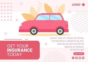 Car Insurance Brochure Template Flat Design Illustration Editable of Square Background Suitable for Social media, Greeting Card and Web Internet Ads vector