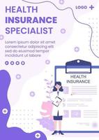 Health care Insurance Flyer Template Flat Design Illustration Editable of Square Background for Social media, Greeting Card or Web Internet vector