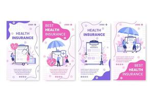 Health care Insurance Stories Template Flat Design Illustration Editable of Square Background for Social media, Greeting Card or Web Internet vector