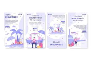 Travel Insurance Stories Template Flat Design Illustration Editable of Square Background for Social media, Greeting Card or Web Internet vector